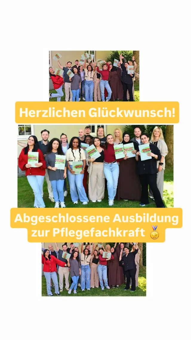 🏅🎉💛 Wir gratulieren unseren erfolgreichen Absolvent*innen zur bestandenen Abschlussprüfung als Pflegefachkraft. Allen, die ihren beruflichen Weg bei den SBK fortsetzen zudem ein „Herzliches Willkommen!“. 🤝
Ein „Dankeschön“ an alle Kolleg*innen in der SBK-Akademie und unserer Pflegeeinrichtungen, die die Auszubildenden in den letzten drei Jahren begleitet haben. 🫶
#ausbildung #karriere #pflegefachkraft #pflege #zukunft #perspektive #seniorenheim #alltagshelden #systemrelevant #sbk #sbkköln #sozialbetriebeköln #köln #kommpflege