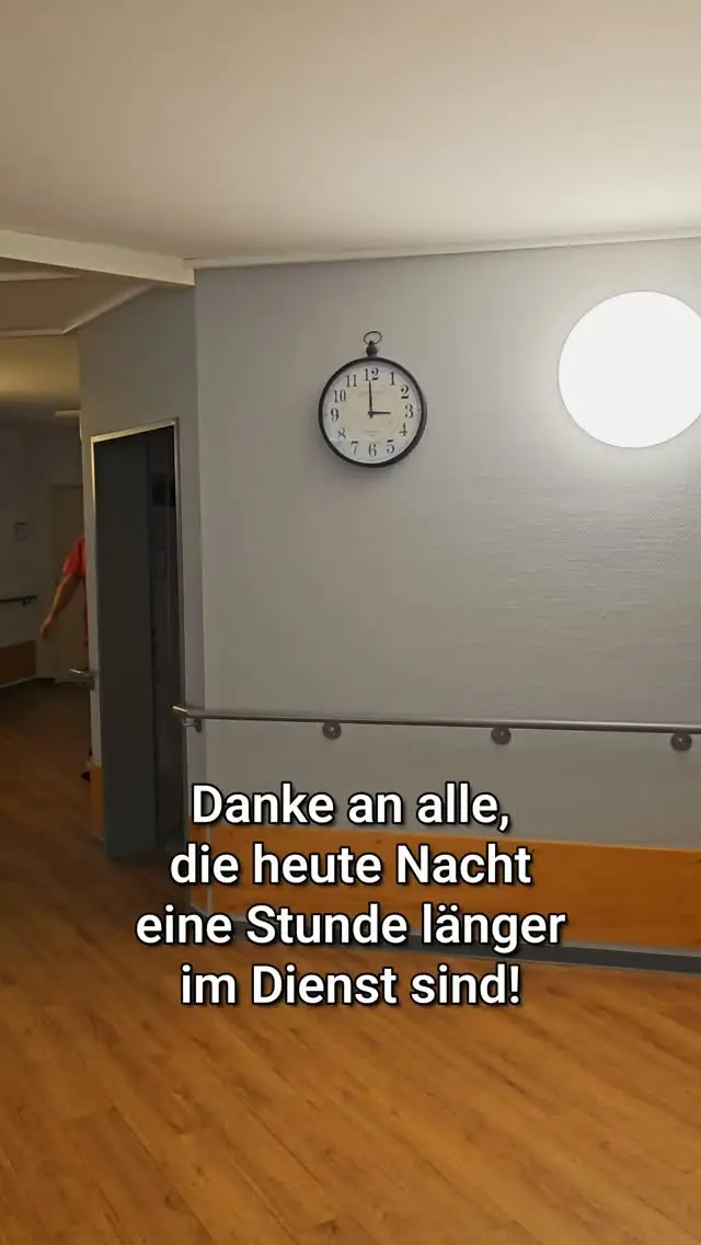 Danke für euren Einsatz! 🫶

Übrigens: die Überstunde durch die Zeitumstellung wird selbstverständlich bezahlt!

#pflege #zeitumstellung #pflegeheim #nachtschicht
